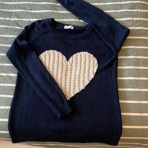 Pink Lily Navy Heart Sweater